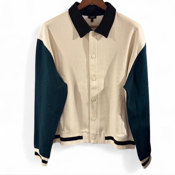 NWT Men’s Felt Collar Color-Block Varsity Jacket Size Large